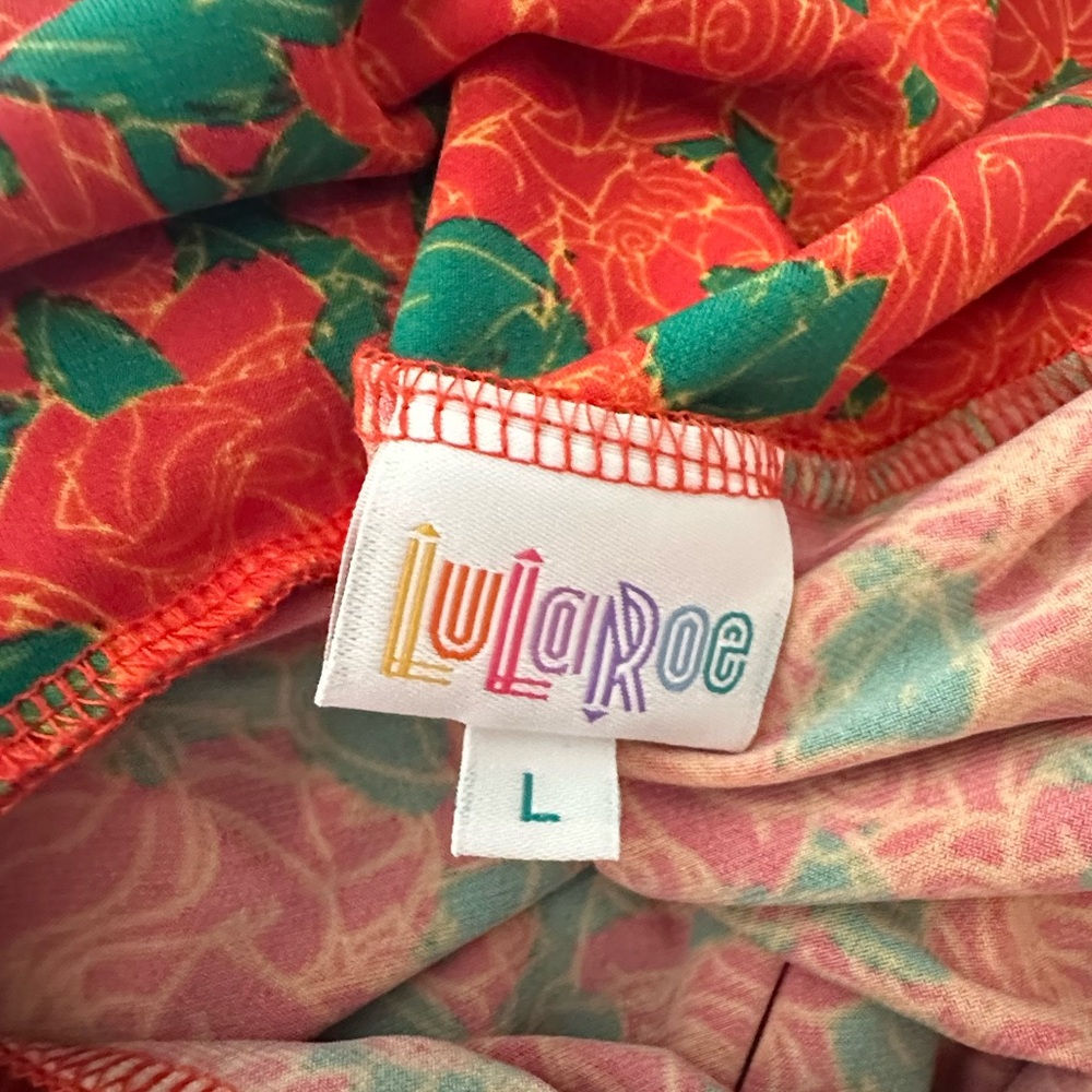 LuLaRoe Red Floral Maxi Skirt with Green Accents - Size L - Picture 2 of 4